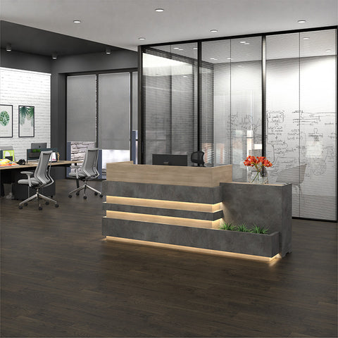 KERAN  Reception Desk 1.8M Right Panel - Acacia & Carbon Grey Colour
