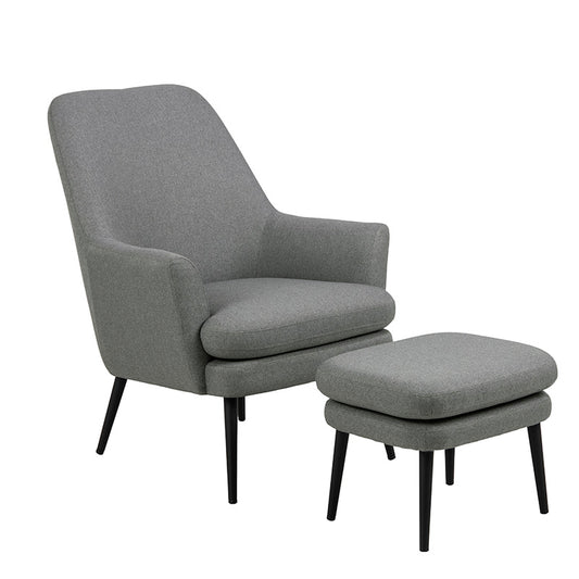 KENDRA Lounge Chair with Footstool - Grey
