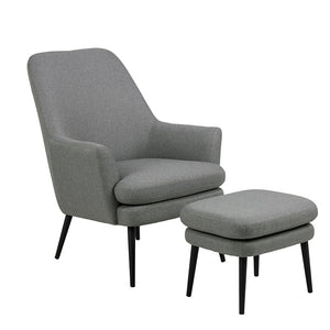 KENDRA Lounge Chair with Footstool - Grey