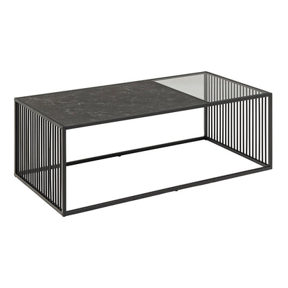 STRINGTON Rectangular Coffee Table 120cm - Black Marble Effect