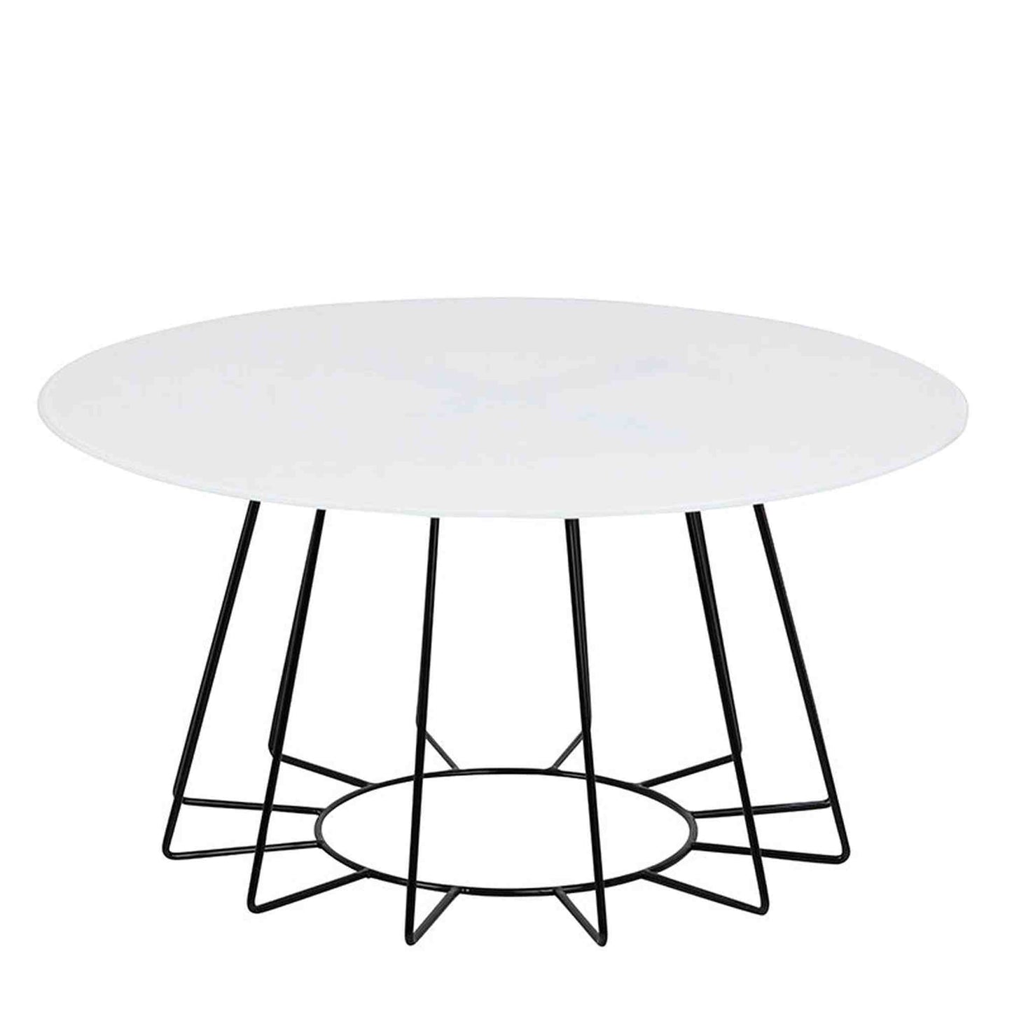 CYRUS Glass Coffee Table 80cm - White & Black