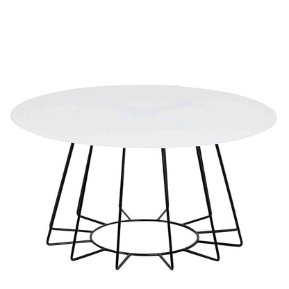 CYRUS Glass Coffee Table 80cm - White & Black