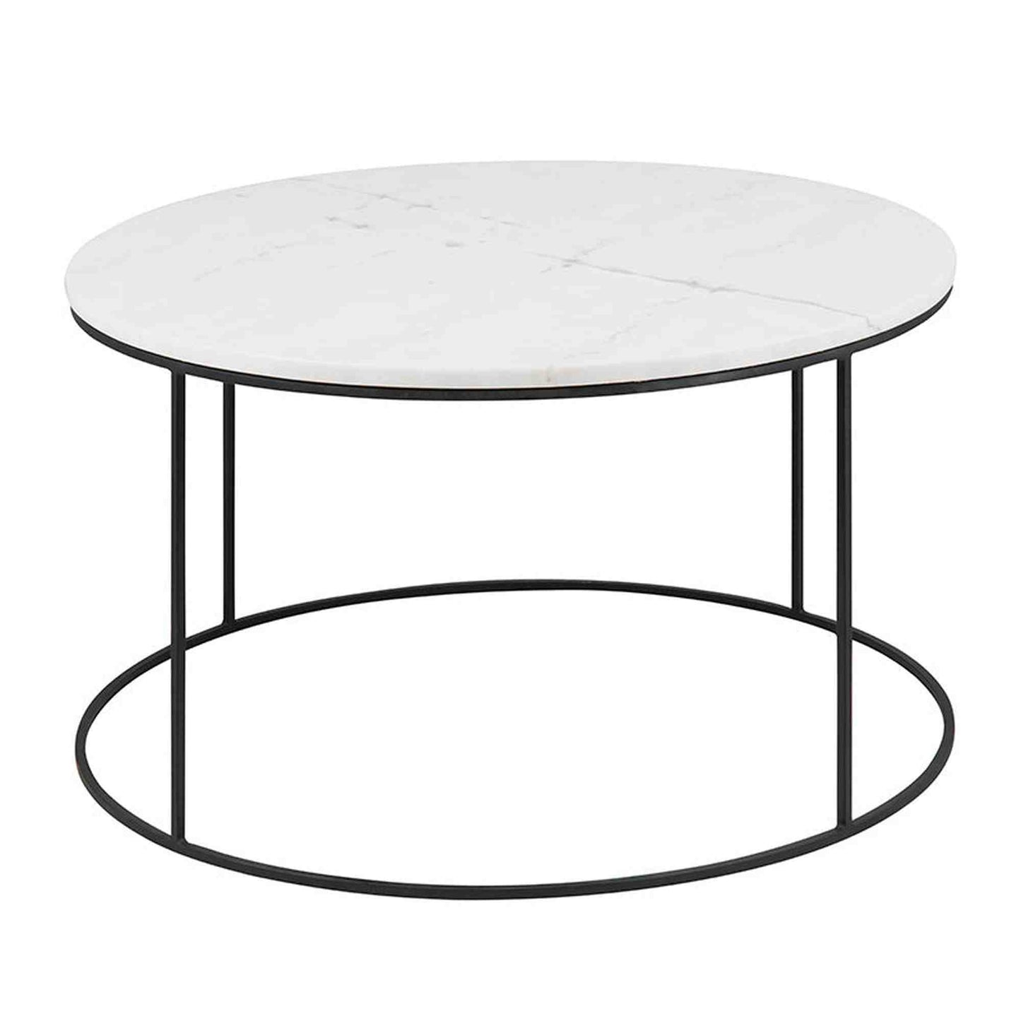 LUCIO Round Marble Coffee Table 80cm - White & Black