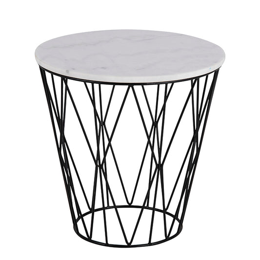 DARBY Side Table Marble 50cm - White