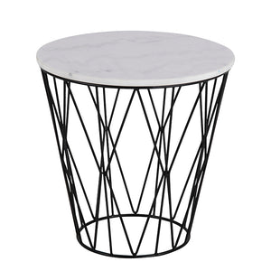 DARBY Side Table Marble 50cm - White