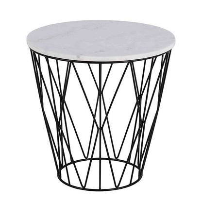 DARBY Side Table Marble 50cm - White
