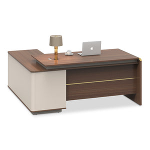 ANDERSON Executive Desk 2.0M Reversible - Hazelnut & Beige