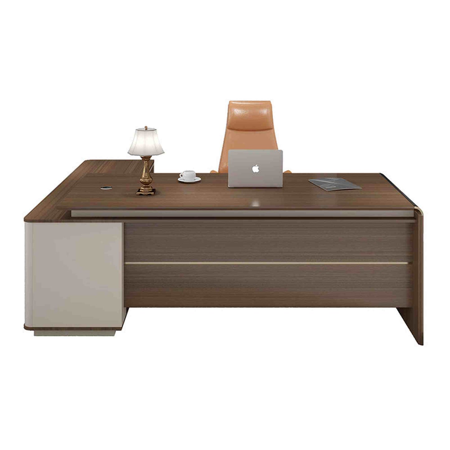 ANDERSON Executive Desk 2.0M Reversible - Hazelnut & Beige