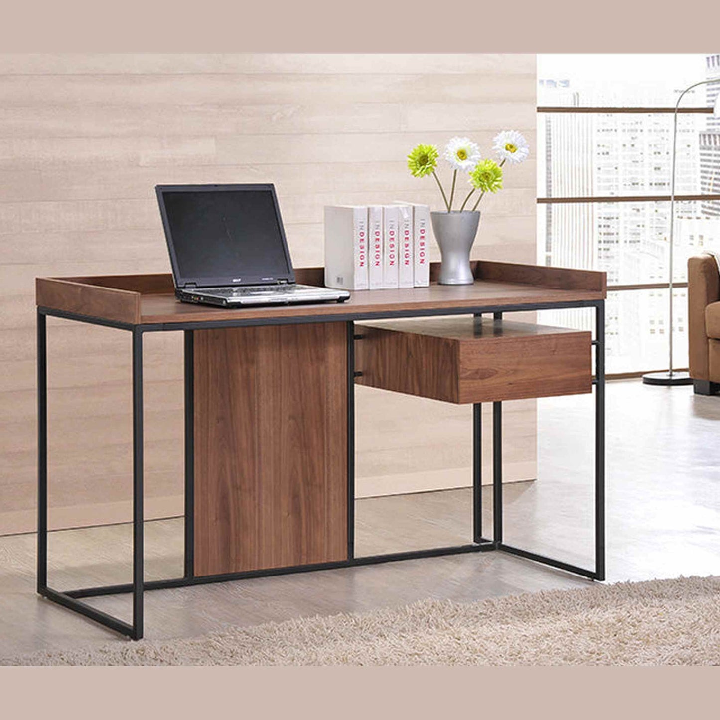 Leo Retro Desk  160cm - Walnut,Office Furniture,Desks,Modern Furniture