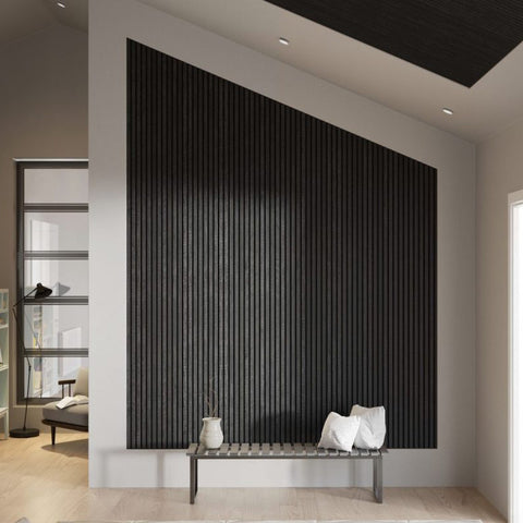 WOODFLEX Flexible Acoustic Wood Slat Wall Panel, Black Veneer - 2400mm x 600mm