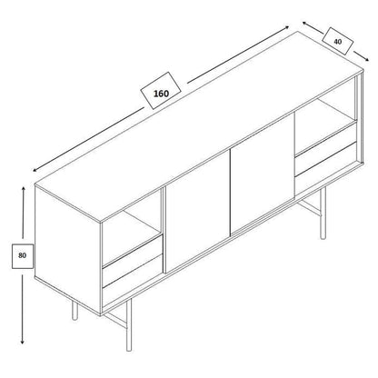 BAYLEN Sideboard 1.6M - Brown,Dining Room Furniture,Office Furniture,Sideboards,Office Sideboards,Modern Furniture