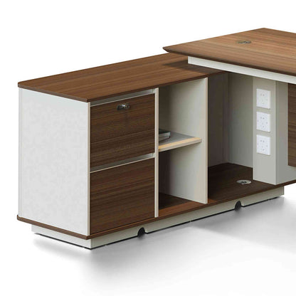 ANDERSON Executive Desk 1.6M Reversible - Hazelnut & Beige