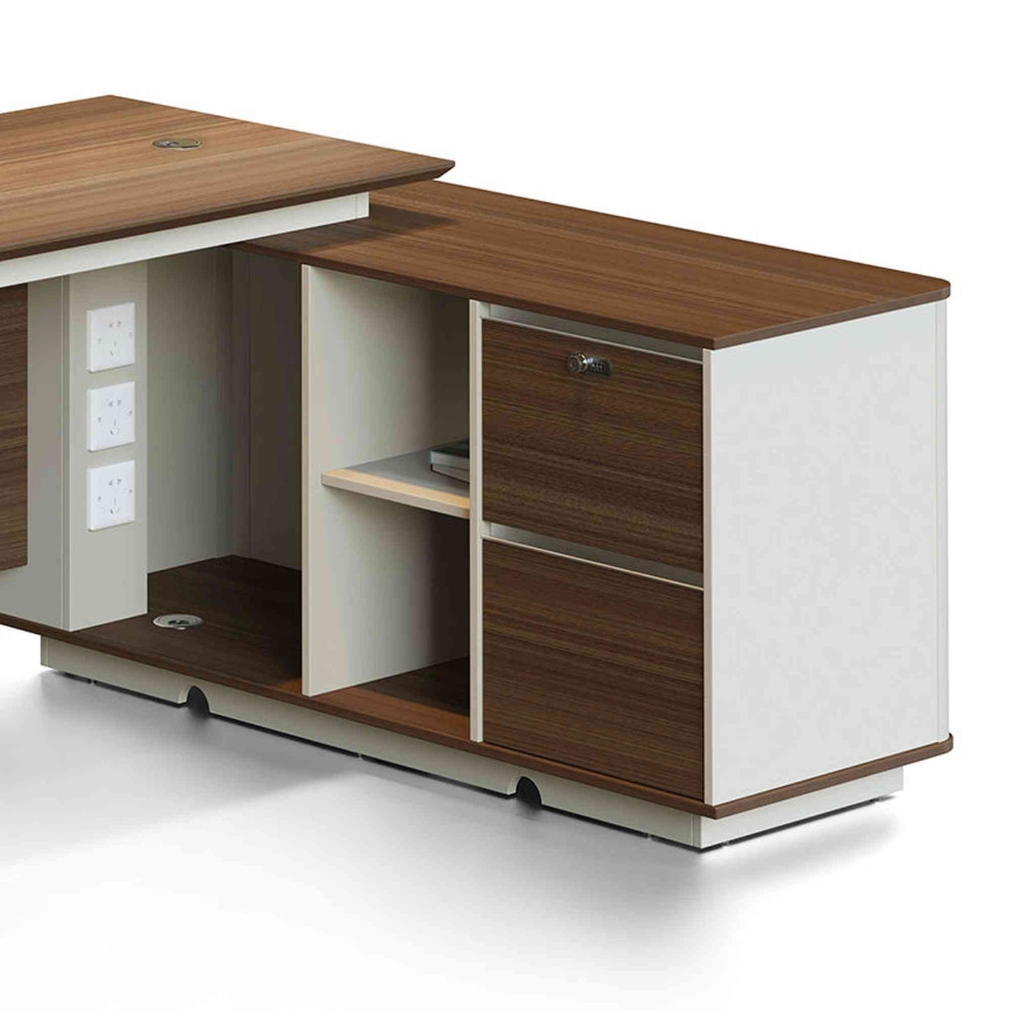 ANDERSON Executive Desk 1.6M Reversible - Hazelnut & Beige