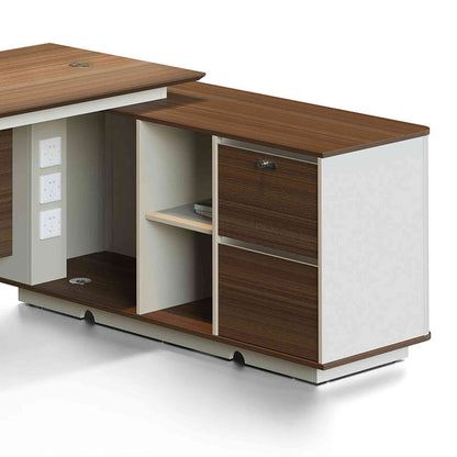 ANDERSON Executive Desk 1.6M Reversible - Hazelnut & Beige