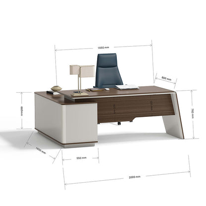 ANDERS Executive Desk Reversible Return 2.0M - Hazelnut & Beige