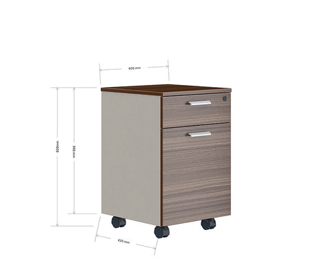 ANDERS Mobile Drawer Cabinet 40cm - Hazelnut & Beige