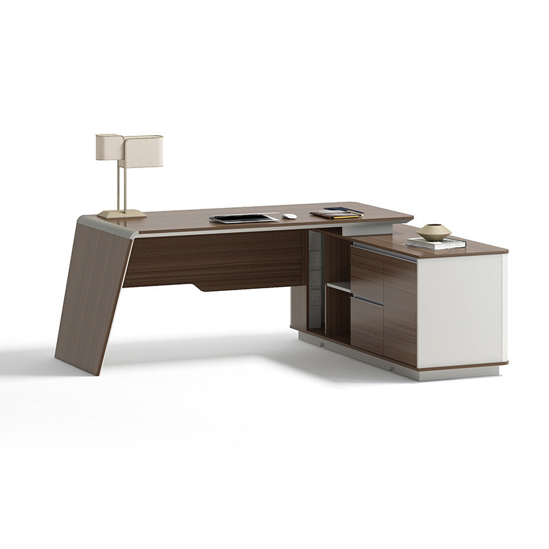 ANDERS Executive Desk Reversible Return 2.0M - Hazelnut & Beige