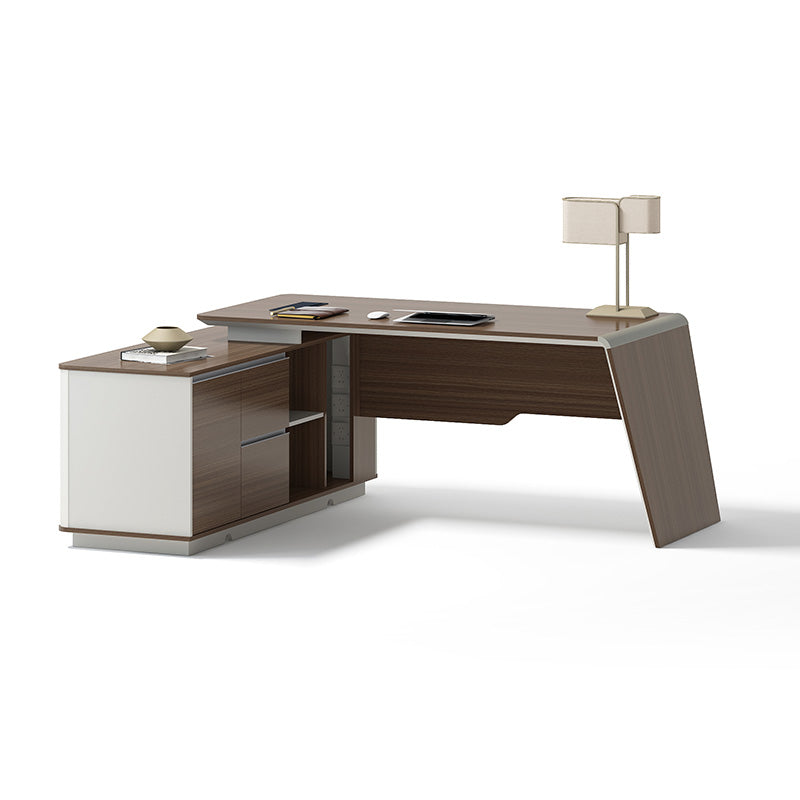ANDERS Executive Desk Reversible Return 2.0M - Hazelnut & Beige