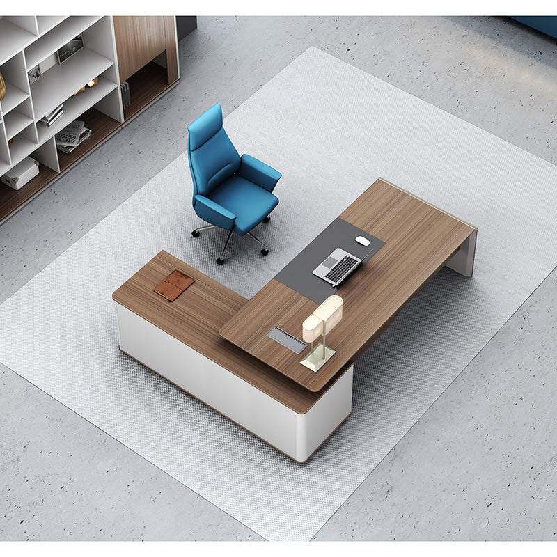 ANDERS Executive Desk Reversible Return 2.0M - Hazelnut & Beige