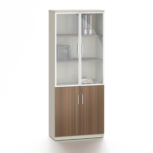 ANDERSON 2 Door Display Unit 80cm - Hazelnut & Beige