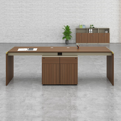 ANDERSON 2 People Workstation 2.4M - Hazelnut & Beige