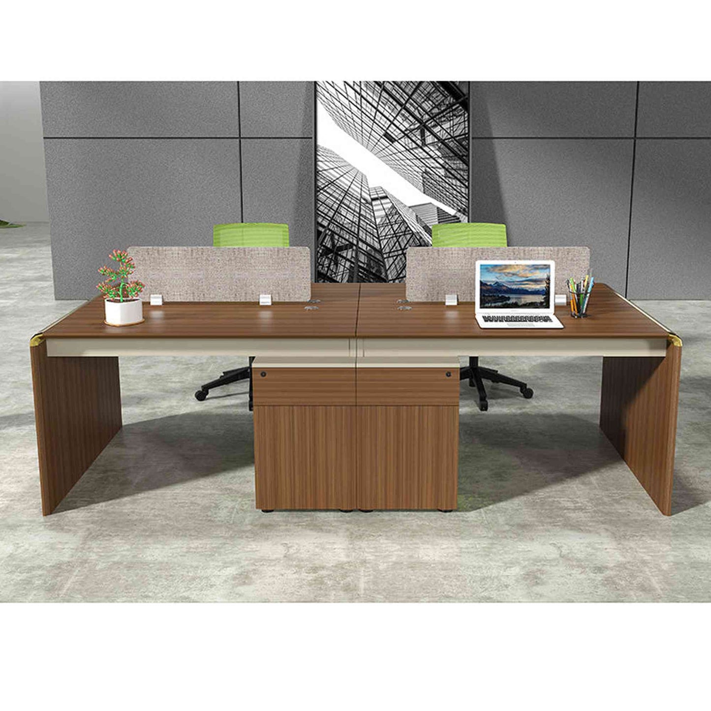 ANDERSON 2 People Back to Back Workstation 1.2M - Hazelnut & Beige