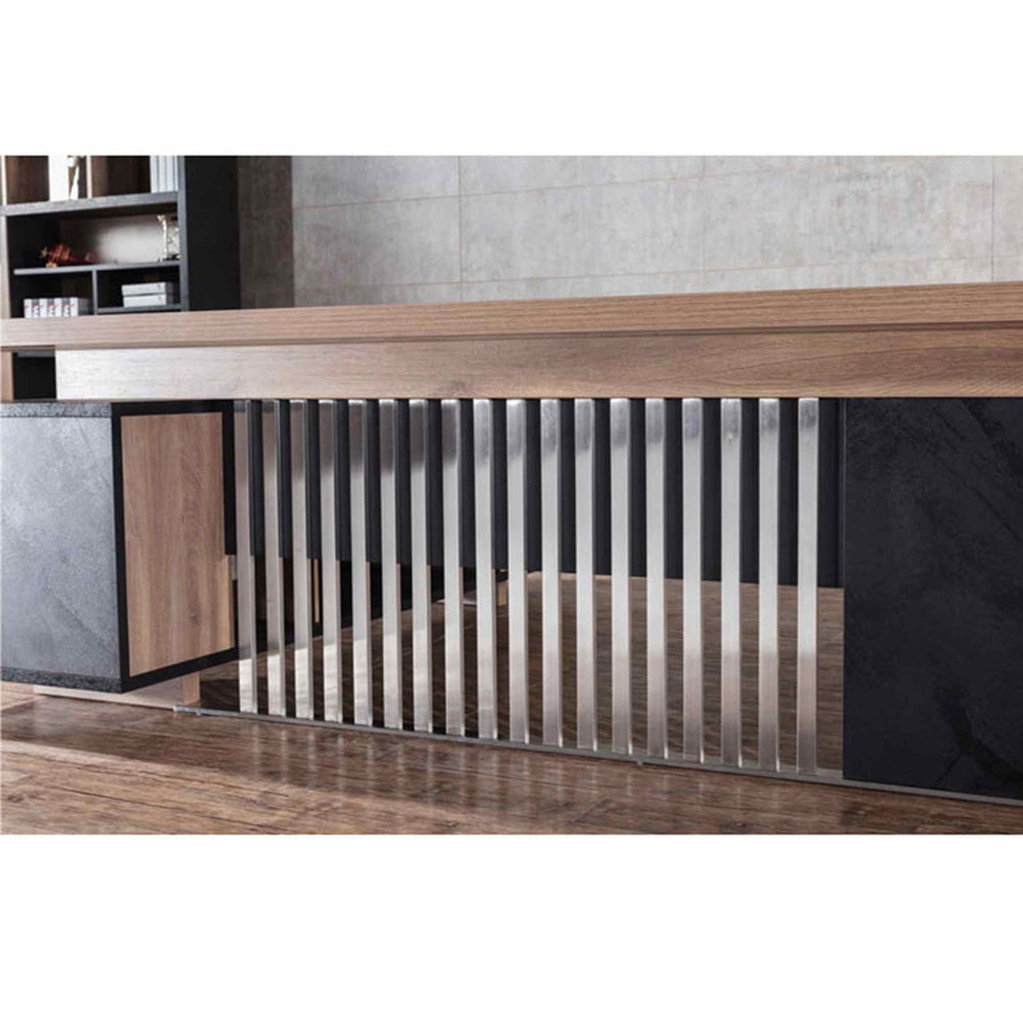 DAXTON Executive Desk with Right Return 2.4M - Warm Oak & Black