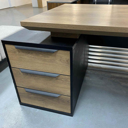 PHOENIX Executive Desk with Right Return 2.2M - Warm Oak & Black
