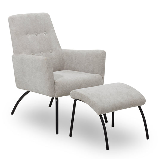 FOXTON Leisure Chair with Ottoman - Grey,Living Room Furniture,Lounge Chairs,Modern Furniture