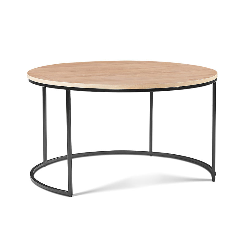 PIPER Nest of 2 Round Coffee Table 65/80cm Oak Modern Furniture