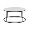 BRANDI Nest of 2 Tables 75/90cm - White Ceramic Marble