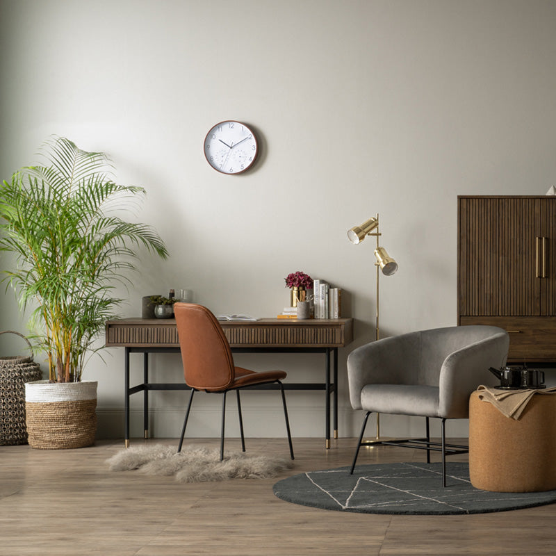 HAMILTON Study Desk Oak & Acacia Veneer 140cm - Toffee