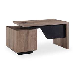 KELLEN Executive Desk with Right Return 1.6-1.8M - Warm Oak & Black