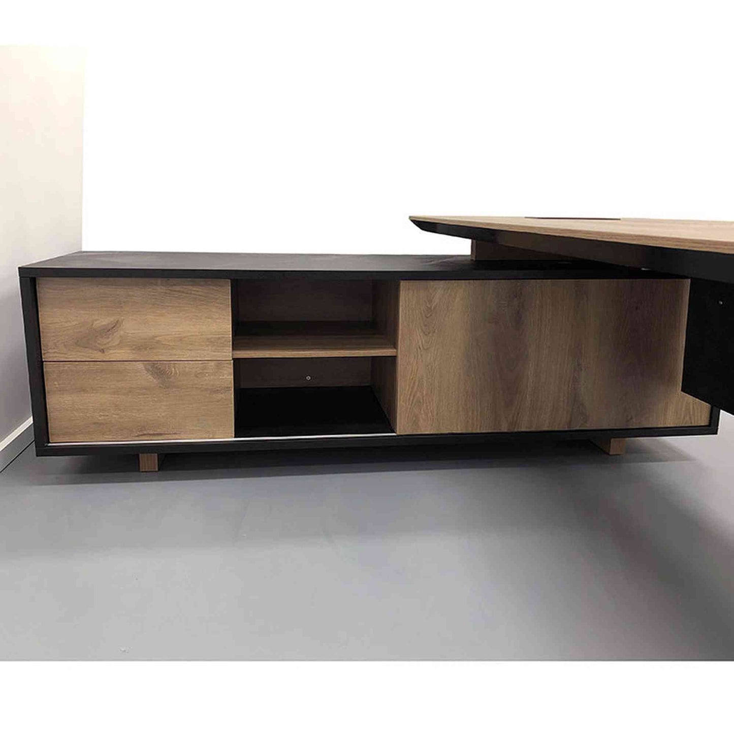 EASTON Executive Office Desk with Left Return 2.2M - Mahogany Black,Office Furniture,Desks,Featured Products,Modern Furniture