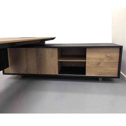 EASTON Executive Office Desk with Right Return 2.2M - Mahogany Black,Office Furniture,Desks,Featured Products,Modern Furniture