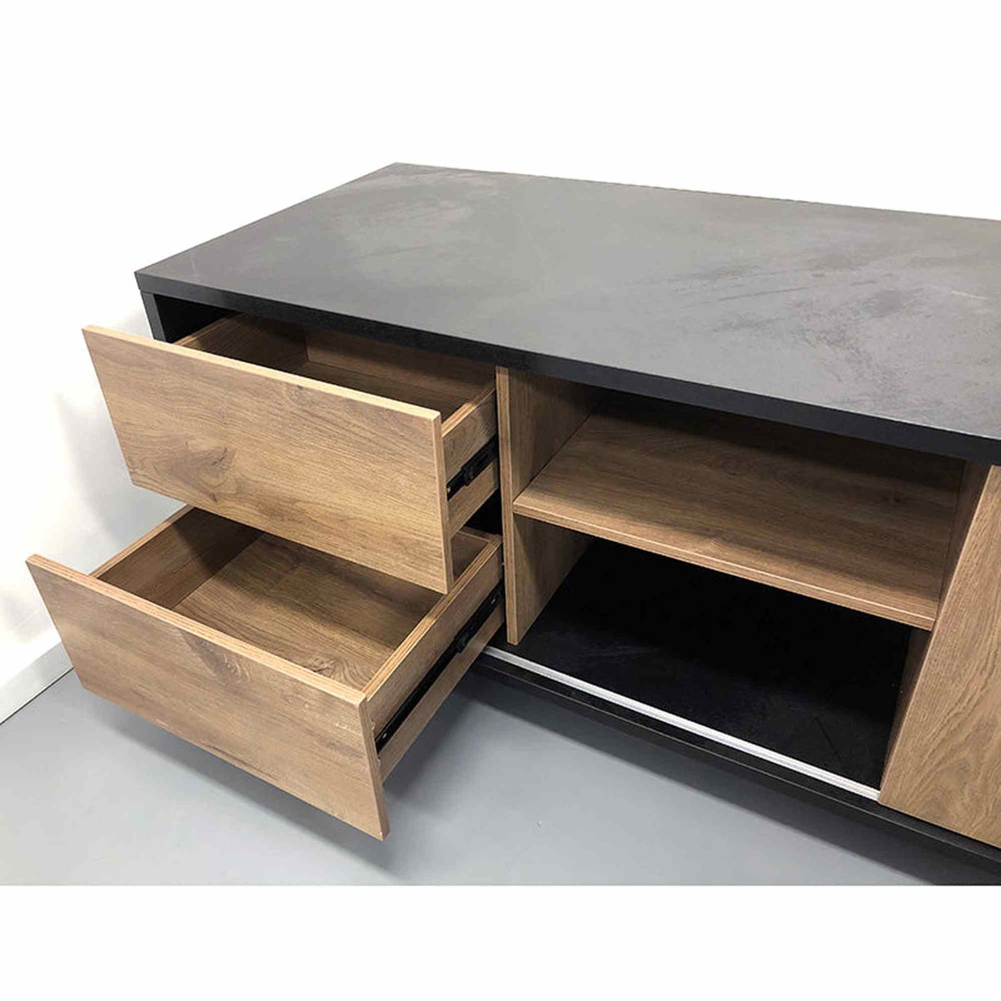 EASTON Executive Office Desk with Left Return 2.2M - Mahogany Black,Office Furniture,Desks,Featured Products,Modern Furniture