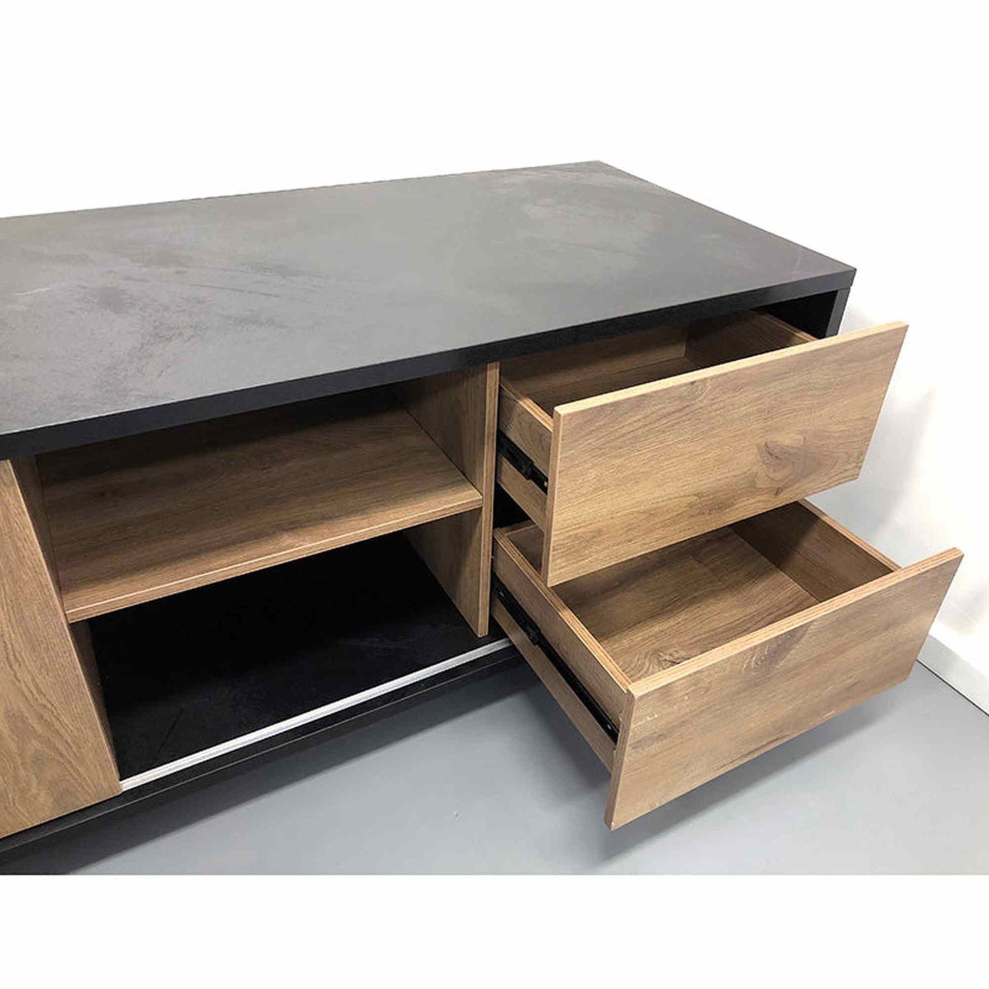 EASTON Executive Office Desk with Right Return 2.2M - Mahogany Black,Office Furniture,Desks,Featured Products,Modern Furniture