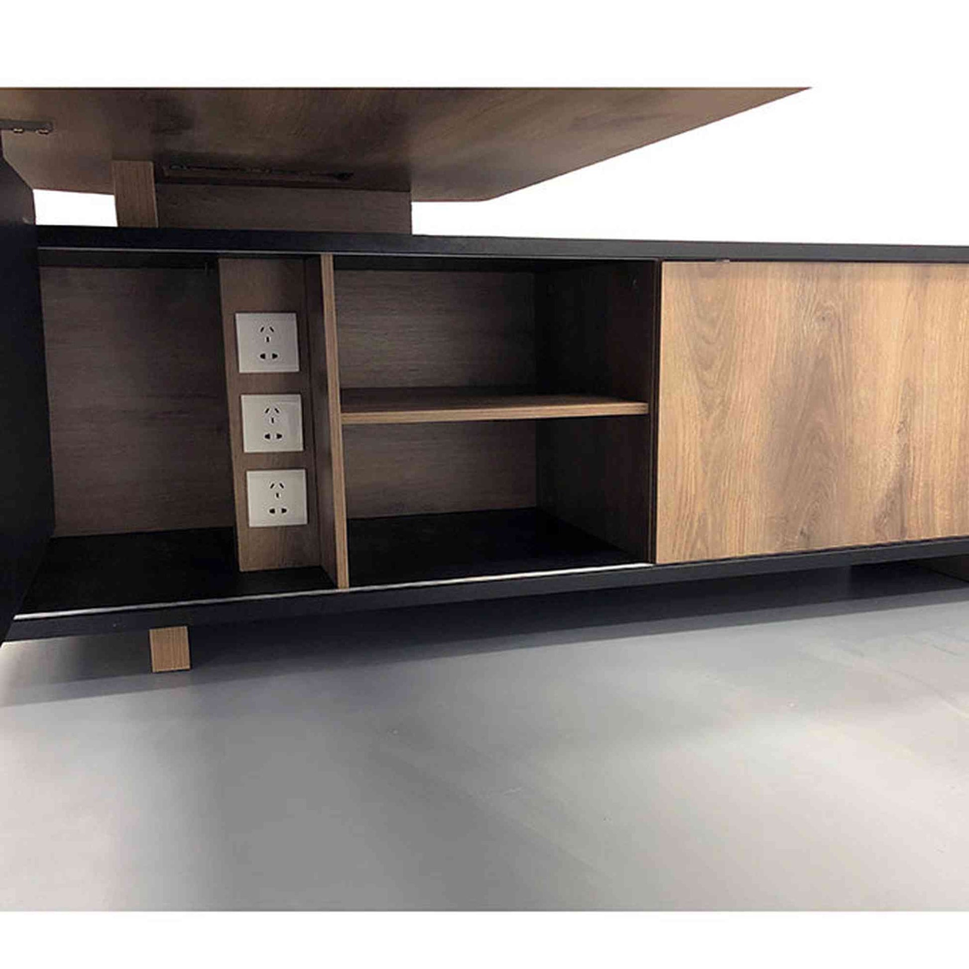 EASTON Executive Office Desk with Right Return 2.2M - Mahogany Black,Office Furniture,Desks,Featured Products,Modern Furniture
