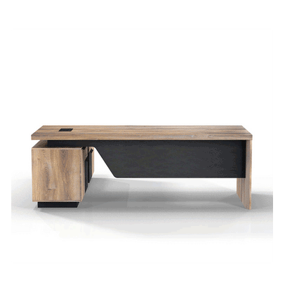 BALDER Executive Desk with Right Return 1.8-2.0M - Warm Oak & Black