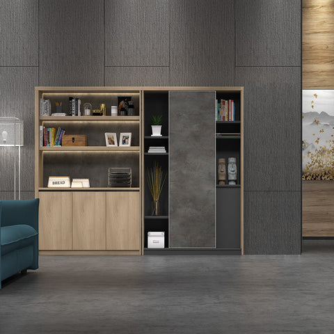 KALANI Display Cabinet 2.48M - Acacia & Carbon Grey