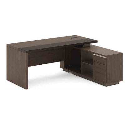 Carter Executive Office Desk + Right Return - 180cm - Coffee + Grey