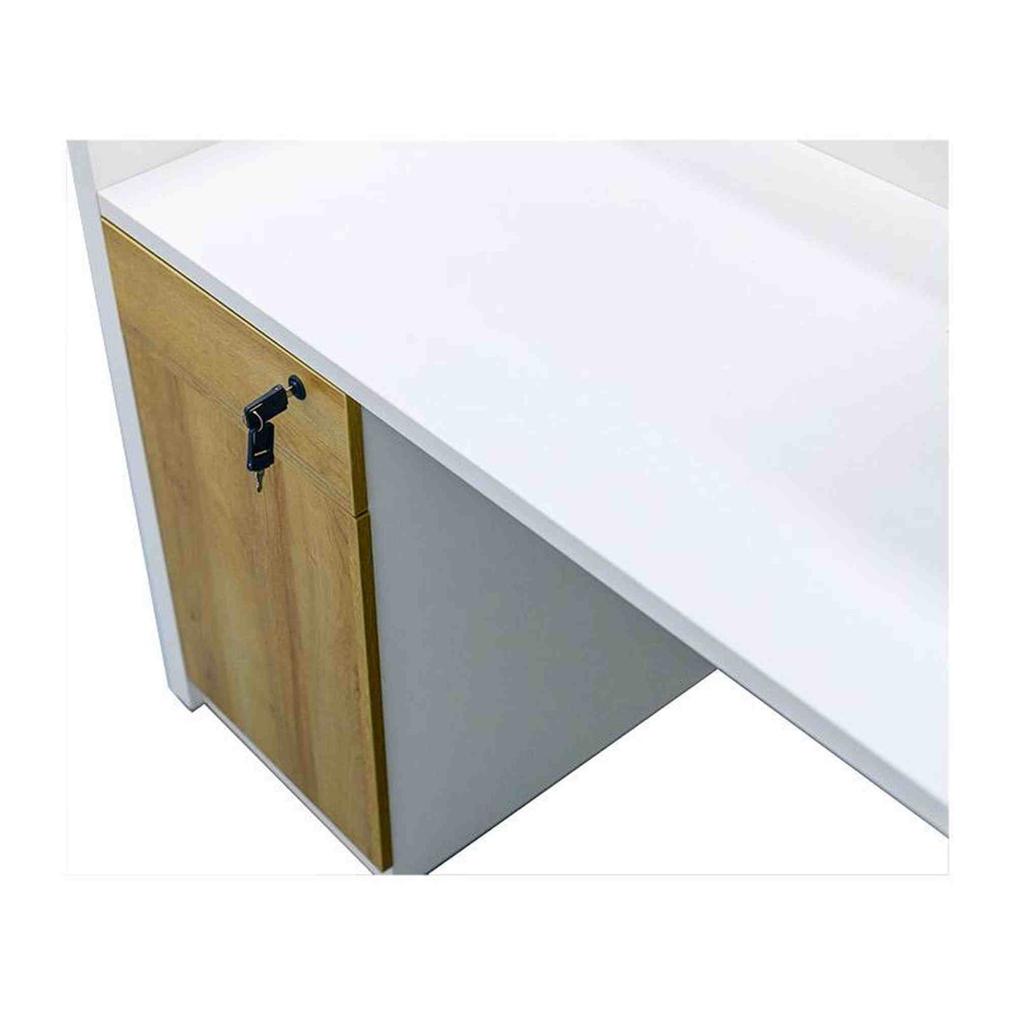 ZIVA Reception Desk 1.8M with Right Panel - Oak & White
