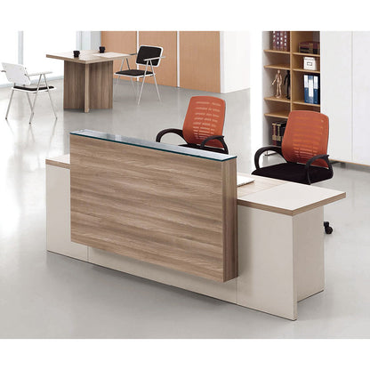 CONELLI Reception Desk  2.4M - Light Walnut,Office Furniture,Reception Desks,Modern Furniture
