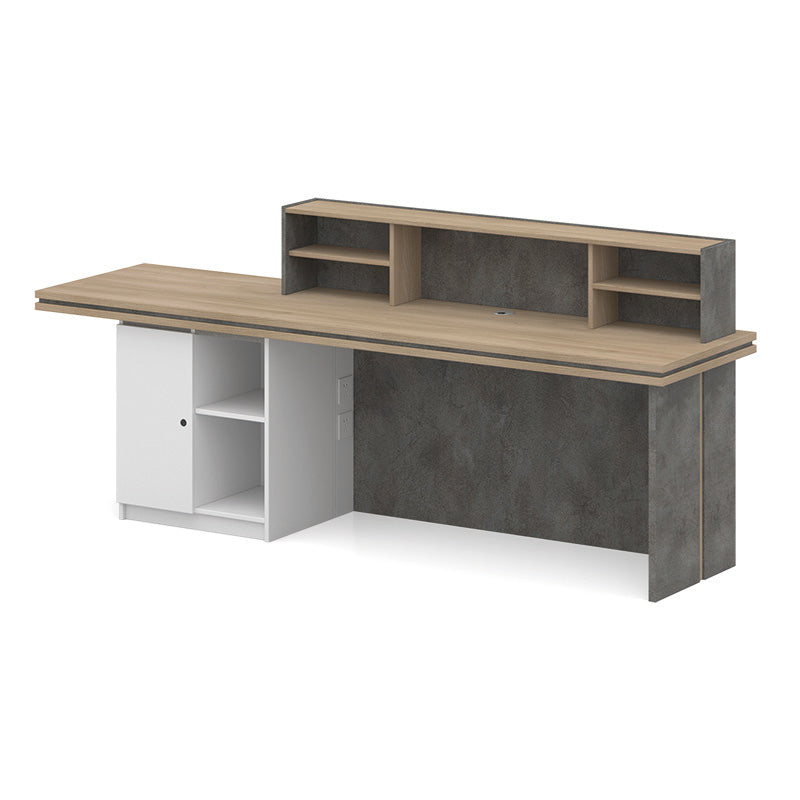 JARIN Reception Desk 2.4M Right Panel - Carbon Grey & White Colour