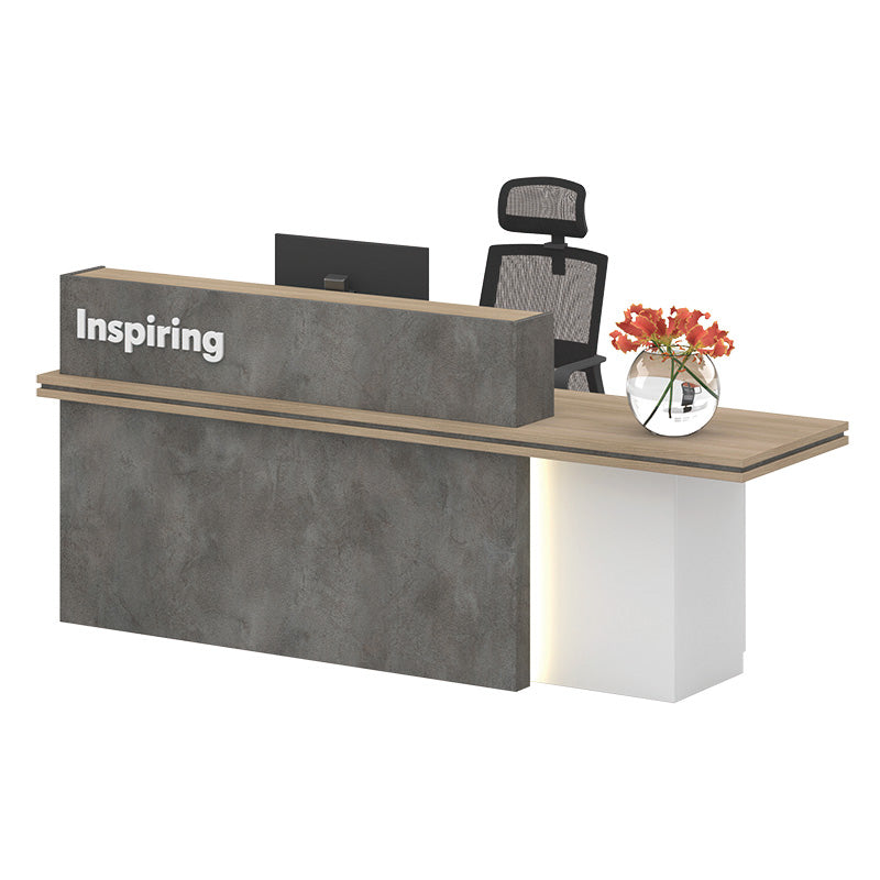 JARIN Reception Desk 2.4M Right Panel - Carbon Grey & White Colour