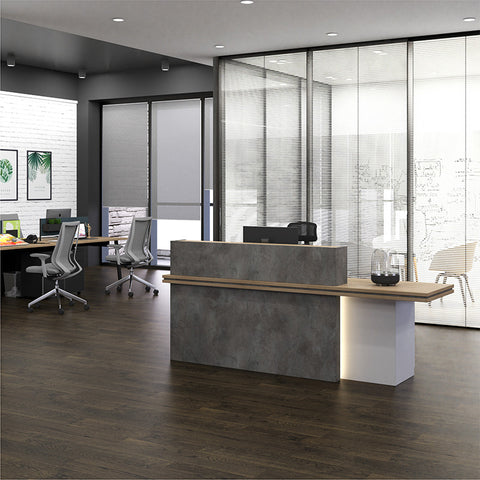 JARIN  Reception Desk 2.4M Right Panel - Carbon Grey & White Colour