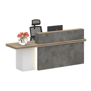 JARIN Reception Desk 2.4M Left Panel - Carbon Grey & White Colour