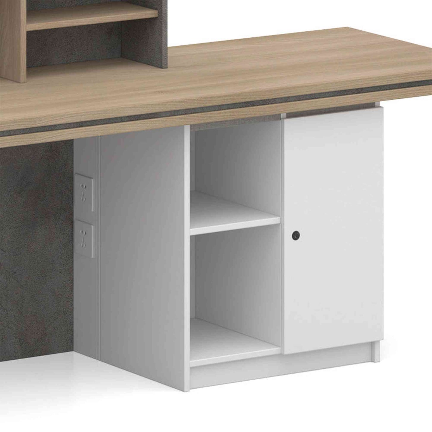 JARIN Reception Desk 2.4M Left Panel - Carbon Grey & White Colour