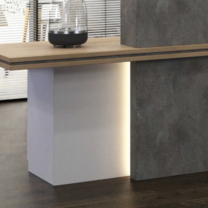JARIN Reception Desk 2.4M Left Panel - Carbon Grey & White Colour