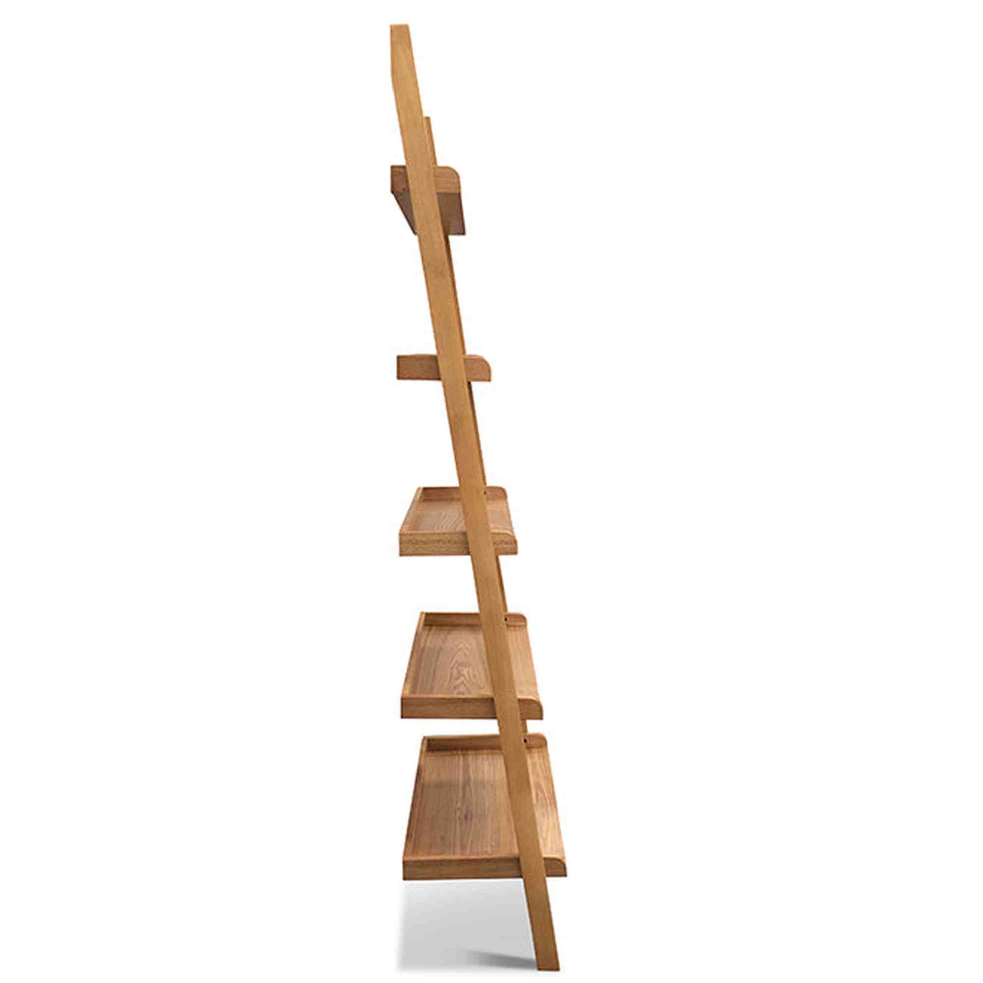 Milt Leaning Bookcase - Natural Oak,Living Room Furniture,Bookshelves & Cupboards,Modern Furniture